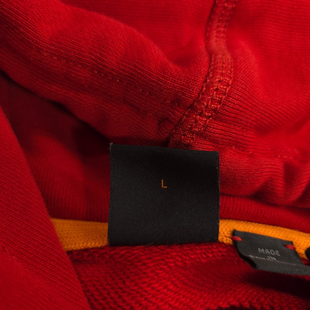 Hugo Boss Hoodie Mens Large Red Weltalk Logo Patch Cotton Terry Pullover Preppy - Picture 7 of 10